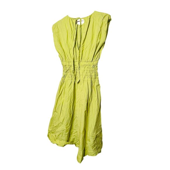 EDUN CHOI X RTR Neon Green 100% Cotton Scoop Neck Poplin Midi Dress Size 2 - Picture 3 of 15